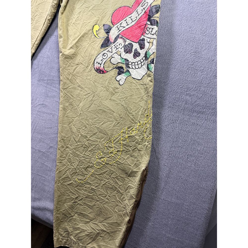Ed Hardy Cargo Pants Men’s 40x34 Love Kills Slowly Skull Y2K Streetwear‎ Green - Picture 4 of 10
